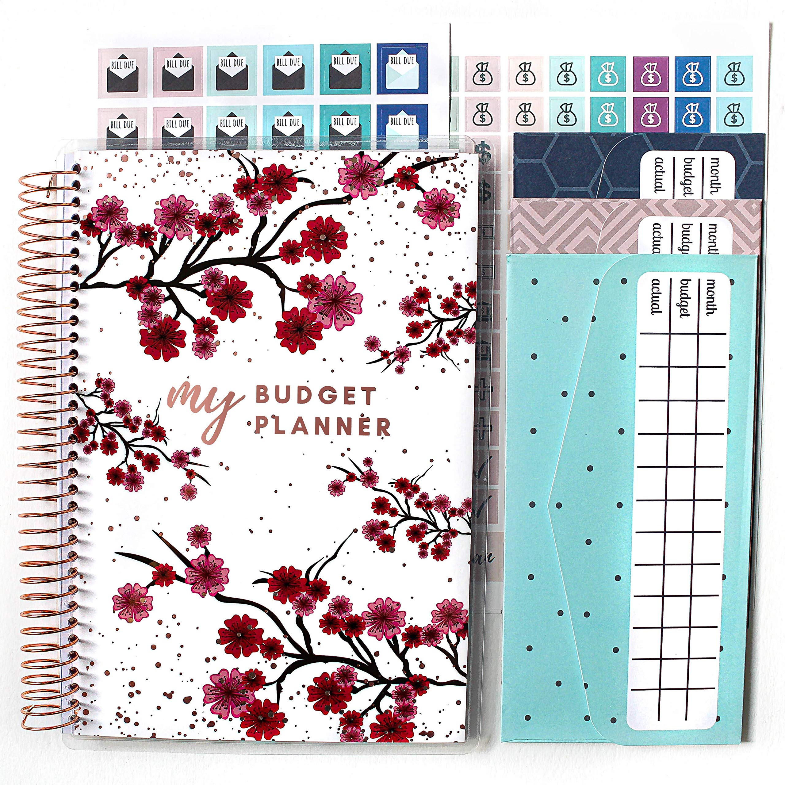 Budget Planner (12 Months Undated) with Cash Envelopes 250+ Budgeting Stickers &amp; Sticker Tabs - Monthly Financial Planner - Expense Tracker - Busy Bee Planners