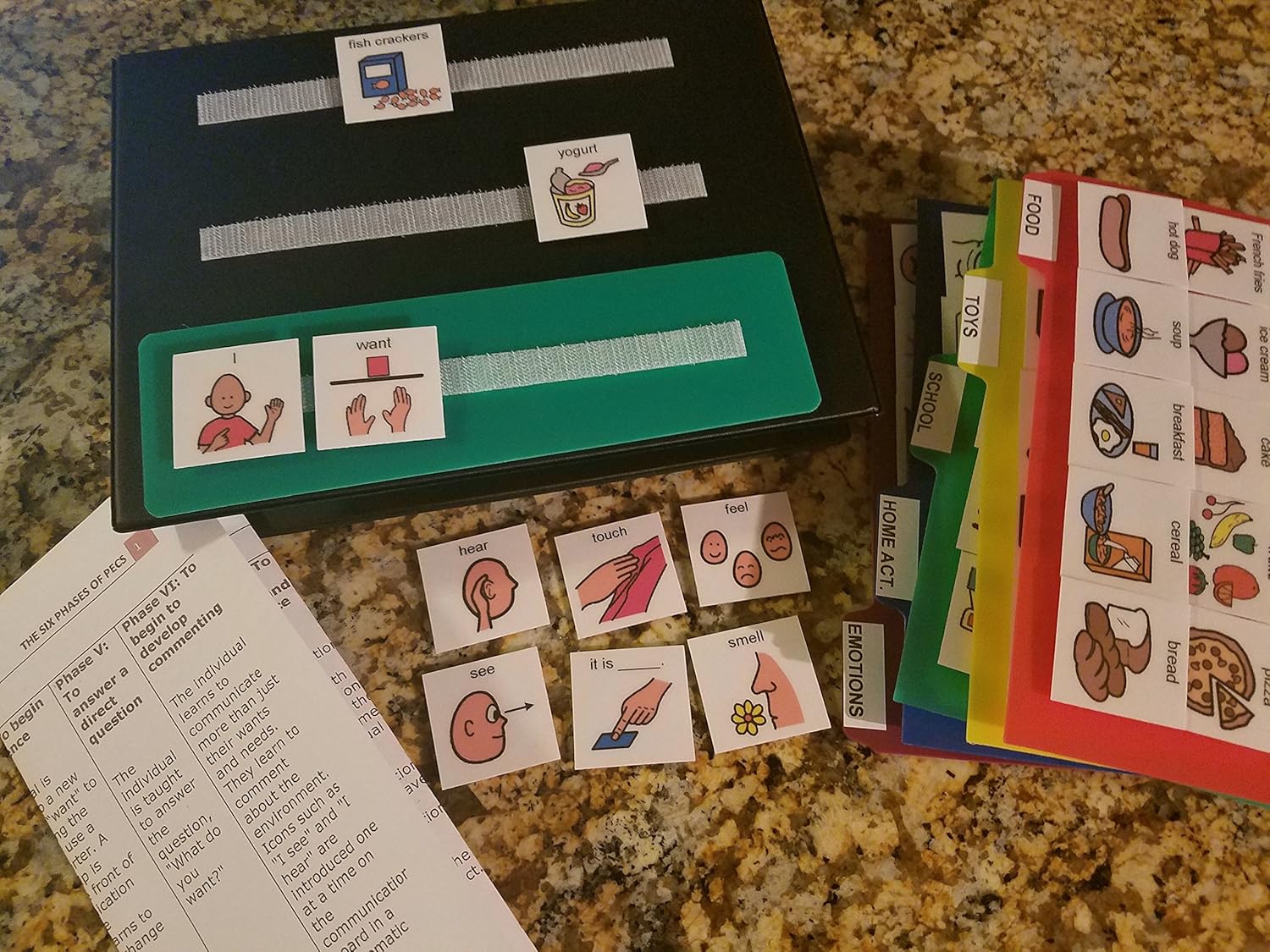 English Original Hand Made in USA Communication picture book Autism Language Flash Cards, Vocabulary, Picture, ABA Learning Speech Therapy Language Articulation -ASD ADD ADHD & Apraxia