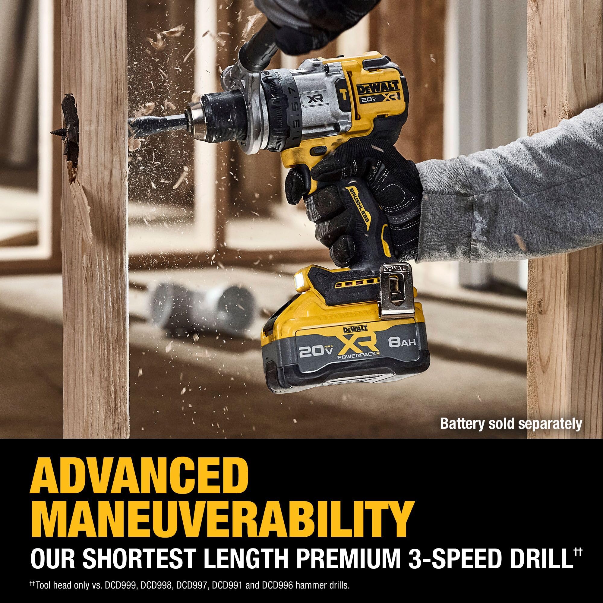 DEWALT 20V MAX XR 1/2 Inch Cordless Hammer Drill, Bare Tool Only (DCD1007B)