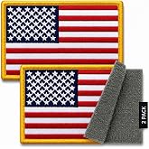 Bluyellow American Flag Hook and Loop Tactical Patch 2 Pack 2x3 in | Embroidered patches for backpack, plate carrier, molle vest, cap