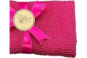Nature by EJN - Net Bath Sponge, NKN, Customized N1 Weave, Long, Skin Exfoliation, African, Porous, Stretches Horizontally to Approximately 49" (Shade of Rose)