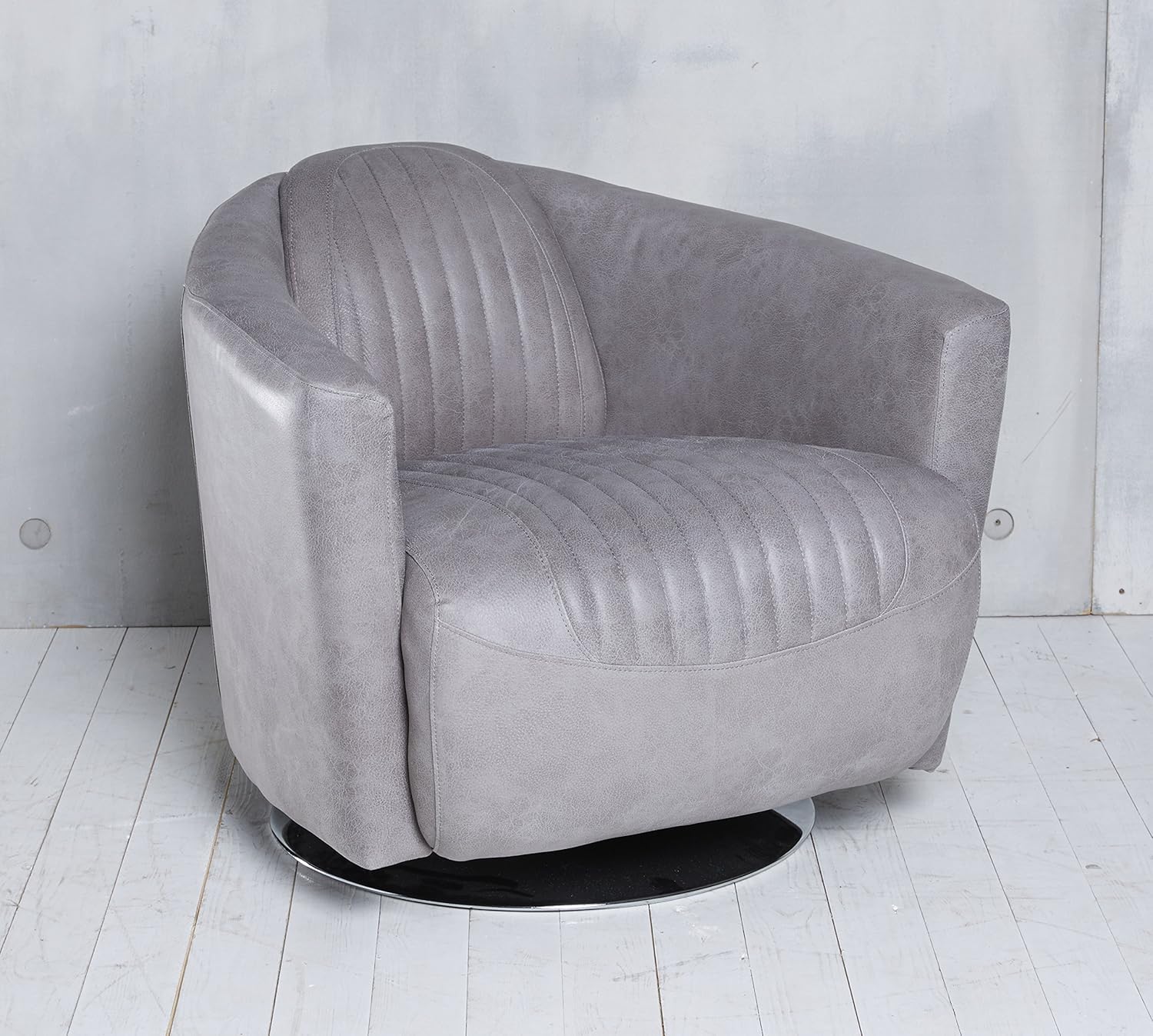 Clubsessel Drehsessel Tino grau Echtleder Ledersessel Vintage