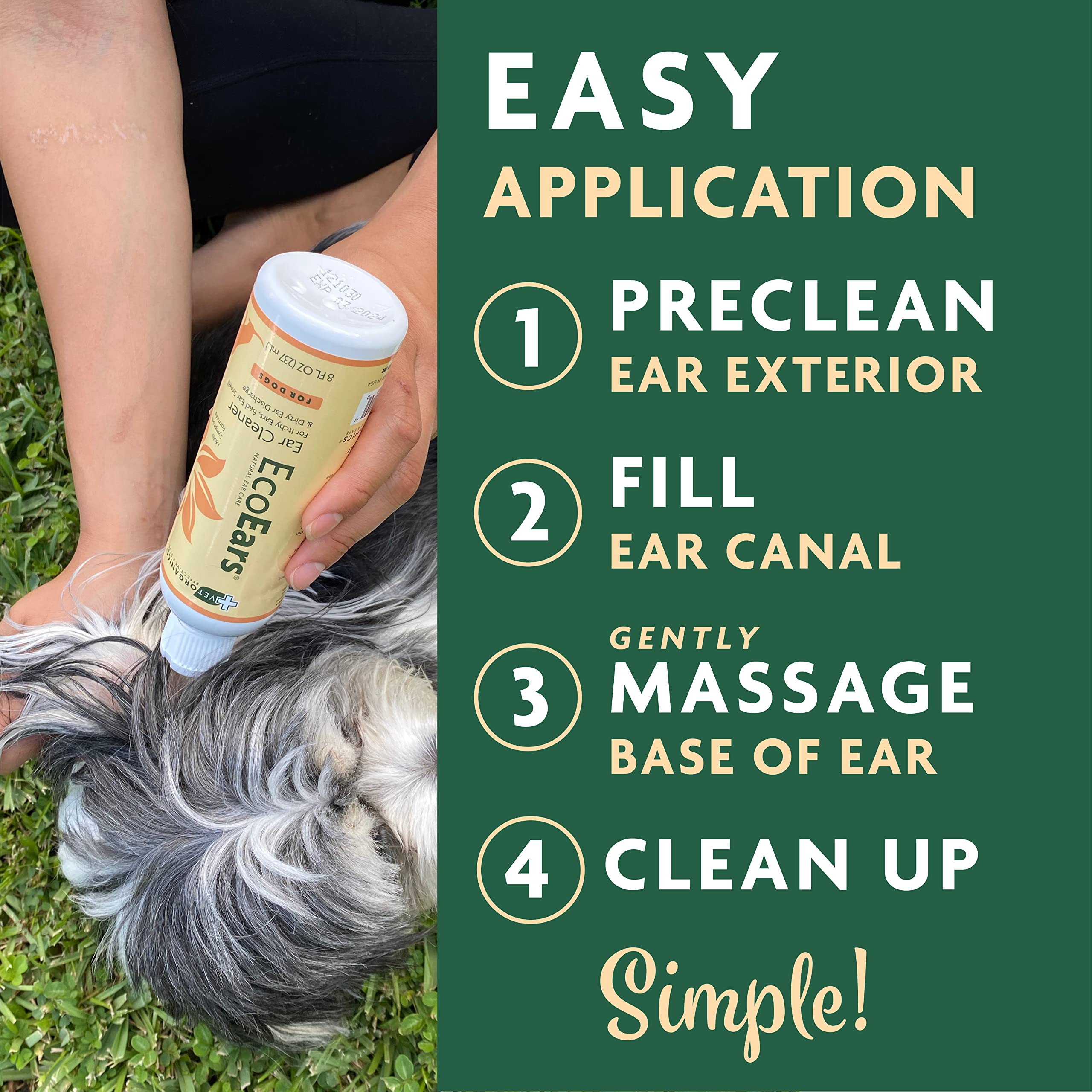 EcoEars Dog Ear Cleaner. Natural MultiAction Formula. for Bad Discharge & Smell. Naturally