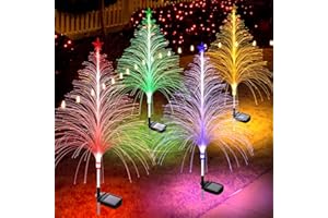TopVelo 4 Packs Christmas Tree Solar Garden Light with Multi-Colored Change, Auto ON/Off Outdoor Yard Light, Solar Lighting for Garden, Porch, Christmas and Festival Decoration (S_Size)