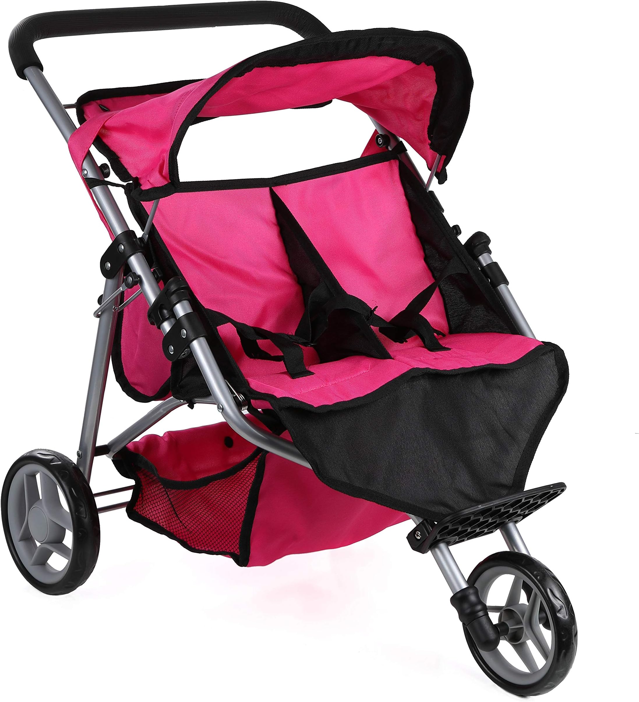 Toys To Discover Mommy & Me Twin Doll Stroller With Free Carriage Bag - Hot Pink