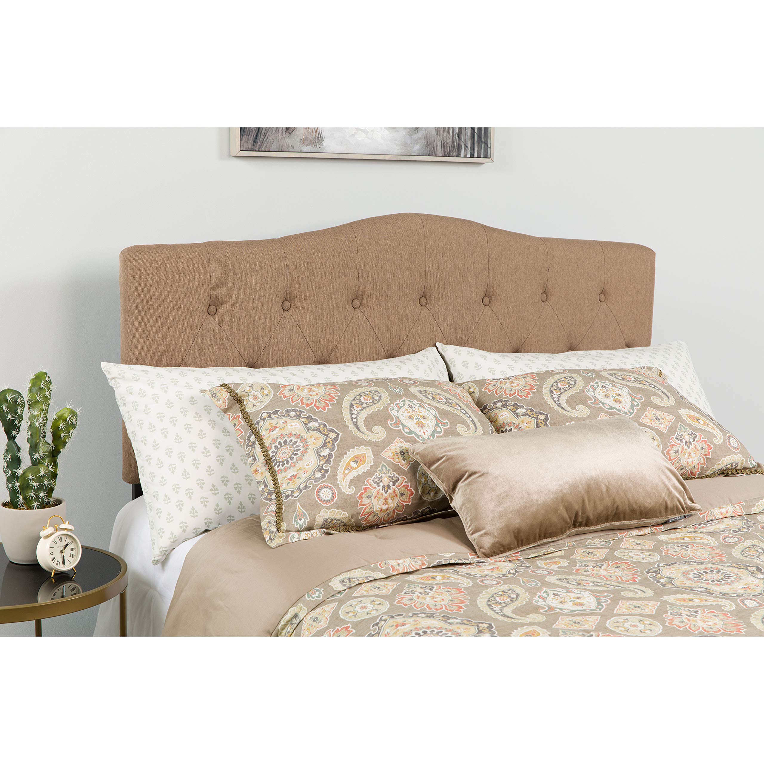 Flash Furniture Cambridge Tufted Upholstered Twin Size Headboard in Camel Fabric, HG-HB1708-T-C-GG