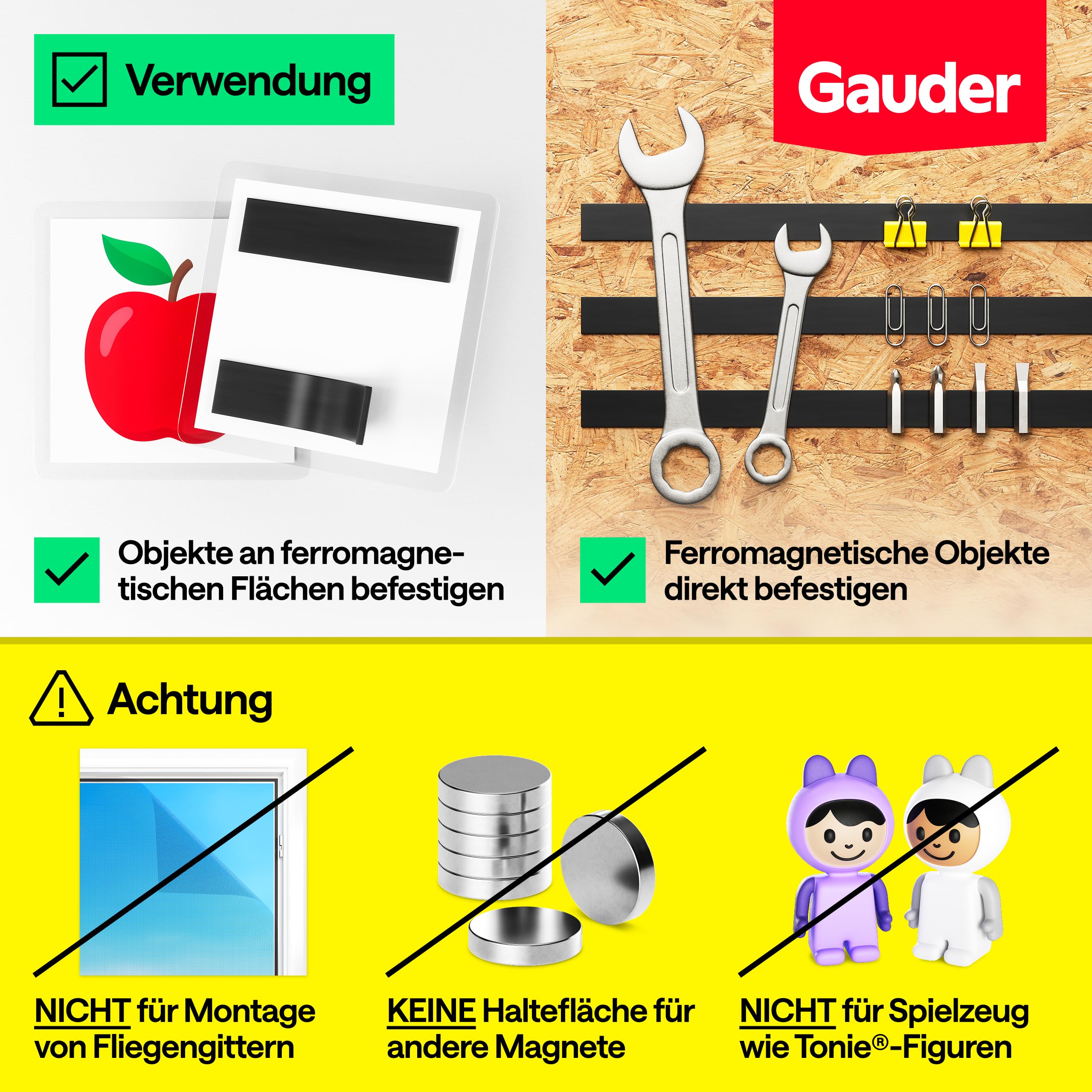 GAUDER Magnetband selbstklebend stark - Magnetstreifen selbstklebend stark - Magnetklebeband zuschneidbar mit optimaler Haftkraft - Klebemagnete mit hoher Magnetkraft - Magnet Klebeband (3 m x 15 mm) 2