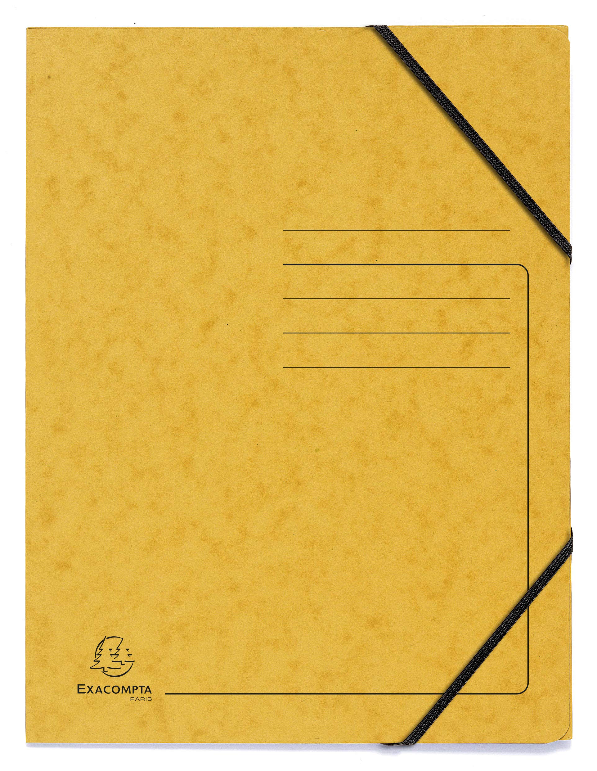 Exacompta - Ref 555419E - Elasticated Folder - 240 x 320mm in Size, Suitable for Holding A4 Documents, 355gsm Mottled Pressboard, Elasticated Straps - Yellow (Pack of 5)