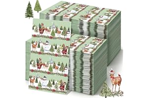 Seajan 200 Pcs Christmas Tree Snowman Paper Guest Napkins Disposable Hand Towels for Bathroom Paper Disposable Guest Towels Napkins for Spring and Summer Wedding Bathroom Birthday Dinner Party