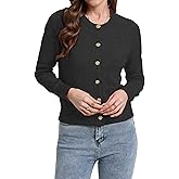 Urban CoCo Women's Casual Long Sleeve Button Up Cropped Cardigan Sweater Soft Stretchy Knit Jacket