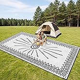 CircleRoad RV Outdoor Rug 9x12 Waterproof Patio Rug Mat with 4 Stakes UV Resistant Reverisble Plastic Straw Outdoor Rug with 