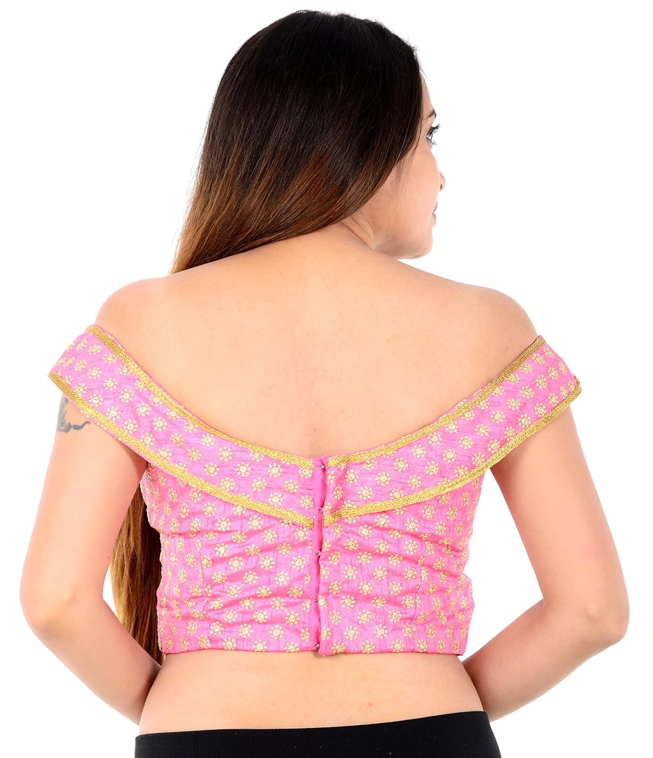 pinal fashion women's silk brocade fabric saree blouse
