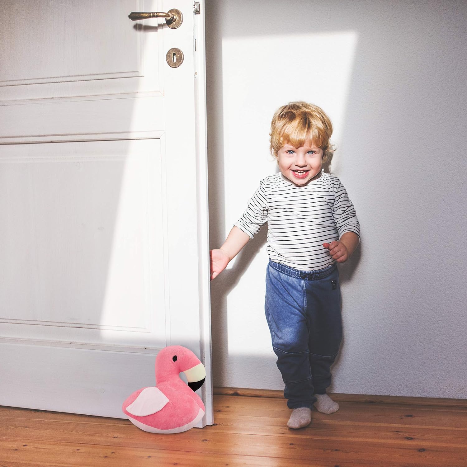 Relaxdays Flamingo Doorstopper, Decorative Floor Bumper, Standing, Filled Fabric Door Stop, Pink, 22.5 x 14 x 21 cm - Image 3