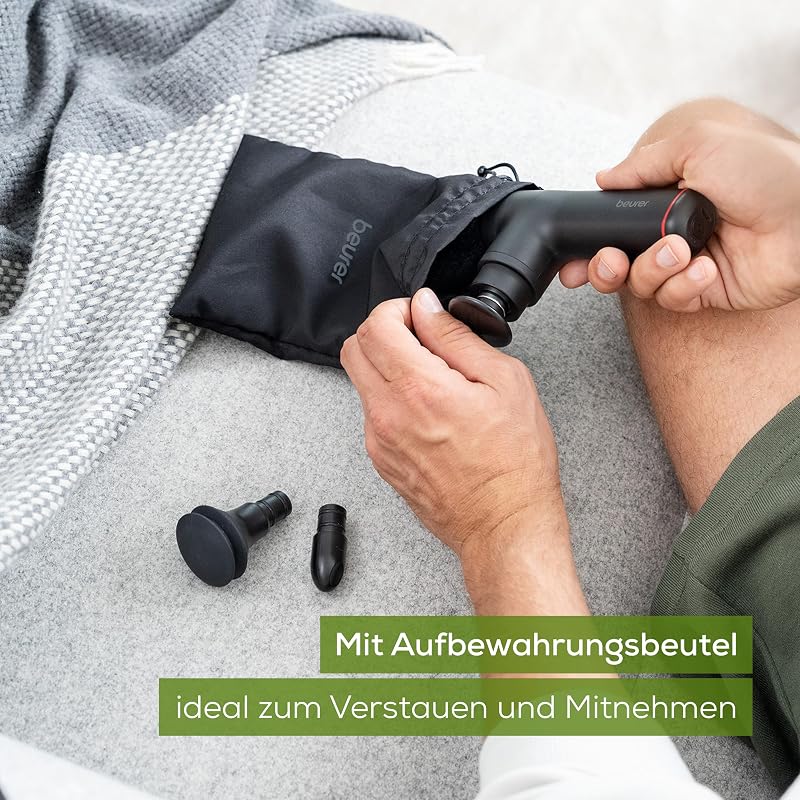 MG 79 Massage Gun Sensitive, kompakte Massagepistole mit 3 Aufsätzen, sanfte Triggerpunktmassage für empfindliche Körperbereiche, handliches Muskelmassagegerät mit 3 Intensitätsstufen