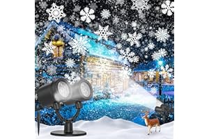 HOSTREAT Christmas Snowflake Projector Lights Outdoor, 2024 Upgraded Snowfall Christmas Projector Light - Waterproof Valentine's Day Holiday Gift for Her