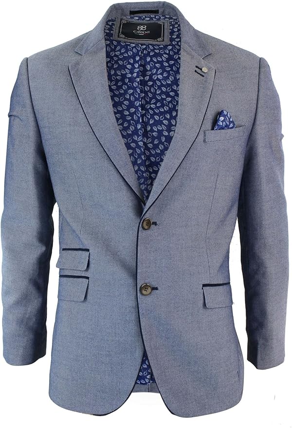 Veste homme tweed bleu ciel empiècement coude bleu marine laine mélangée coupe ajustée Amazon