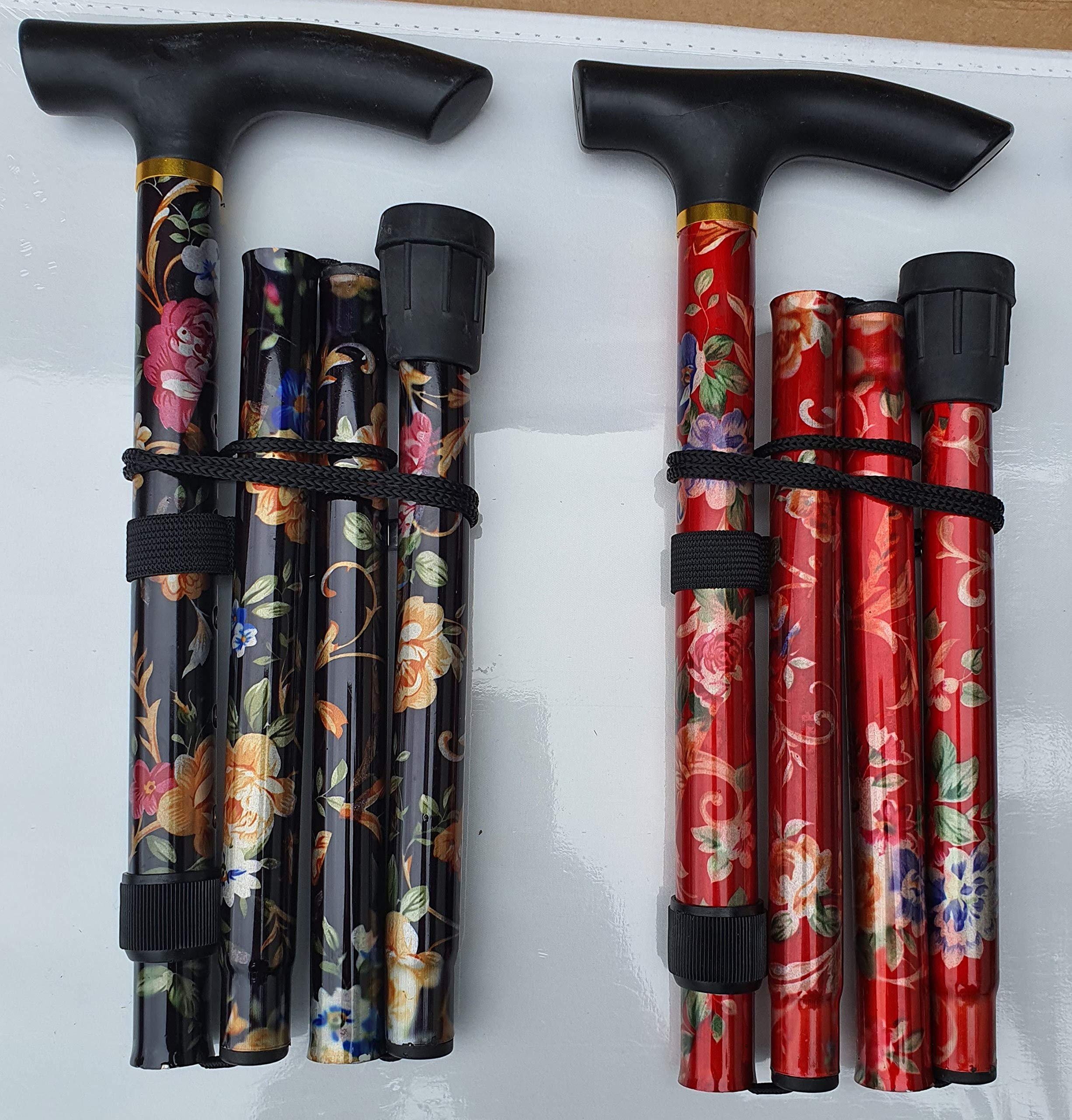 Folding Cane Walking Stick Assorted Colours,Flexible and Durable Walking Aid Collapsible & Mobility Aid, Adjustable from 33-37 inch Healthcare Sleek Comfortable Handles (Normal Solid Colors)