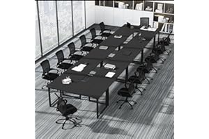 Bonzy Home 24FT Conference Table, Modern Large Meeting Table Office Desks for 28 Person, Long Rectangle Table with Sturdy Metal Frame, 8PCS, 284" D x 64" W x 30" H, Black