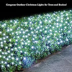 Dirnun Led Christmas Net Lights White Outdoor