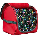 ZOBER Christmas Light Storage Reels - Christmas Light Organizer with 3 Plastic Wheels - 600D Oxford Fabric - Fits 200 Mini Lights per Spool, Lights Storage - Stitched Reinforced Handles - Red