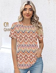 Kistore Crew Neck Tops for Women Comfy Boho Floral
