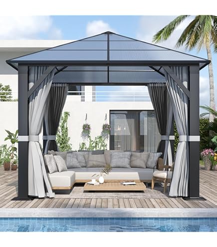 Amazon.com : GARTOO 10'x10' Hardtop Gazebo, Outdoor Gazebo with
