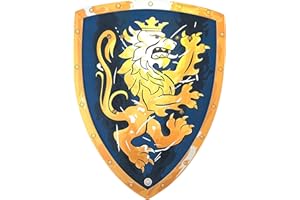 Liontouch - Noble Knight Shield, Blue/Large - 17.7 x 13.8 in | Medieval Pretend Play Foam Toy for Children with Golden Lion Theme | Safe Battle Accessory for Dress Up & Costumes for Boys