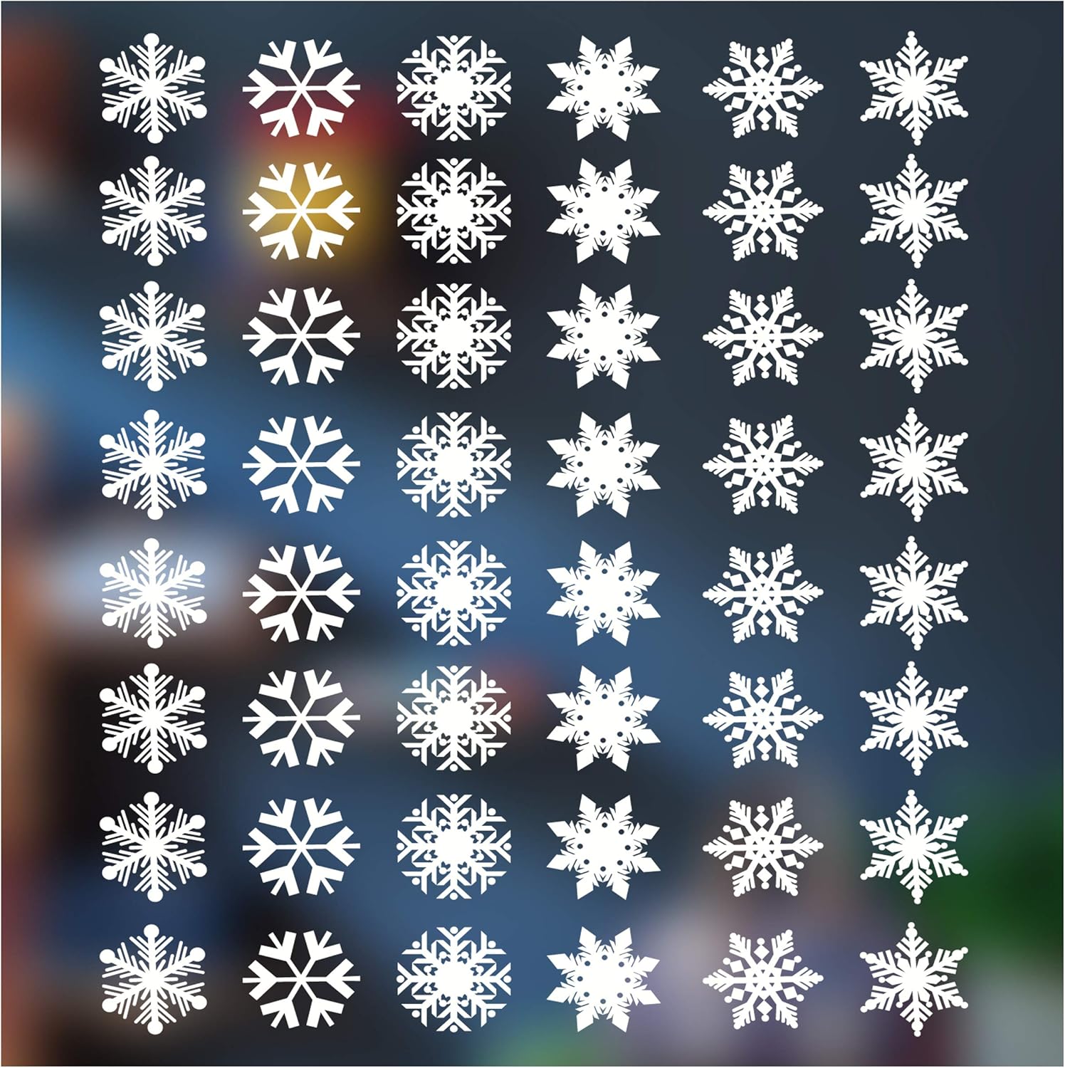 48 Individual Snowflakes Christmas Window Sticker Six different