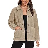 MAGCOMSEN Womens Sherpa Fleece Jackets Fuzzy Warm Winter Jackets Button Down Coat Long Sleeve Outwear with Pockets