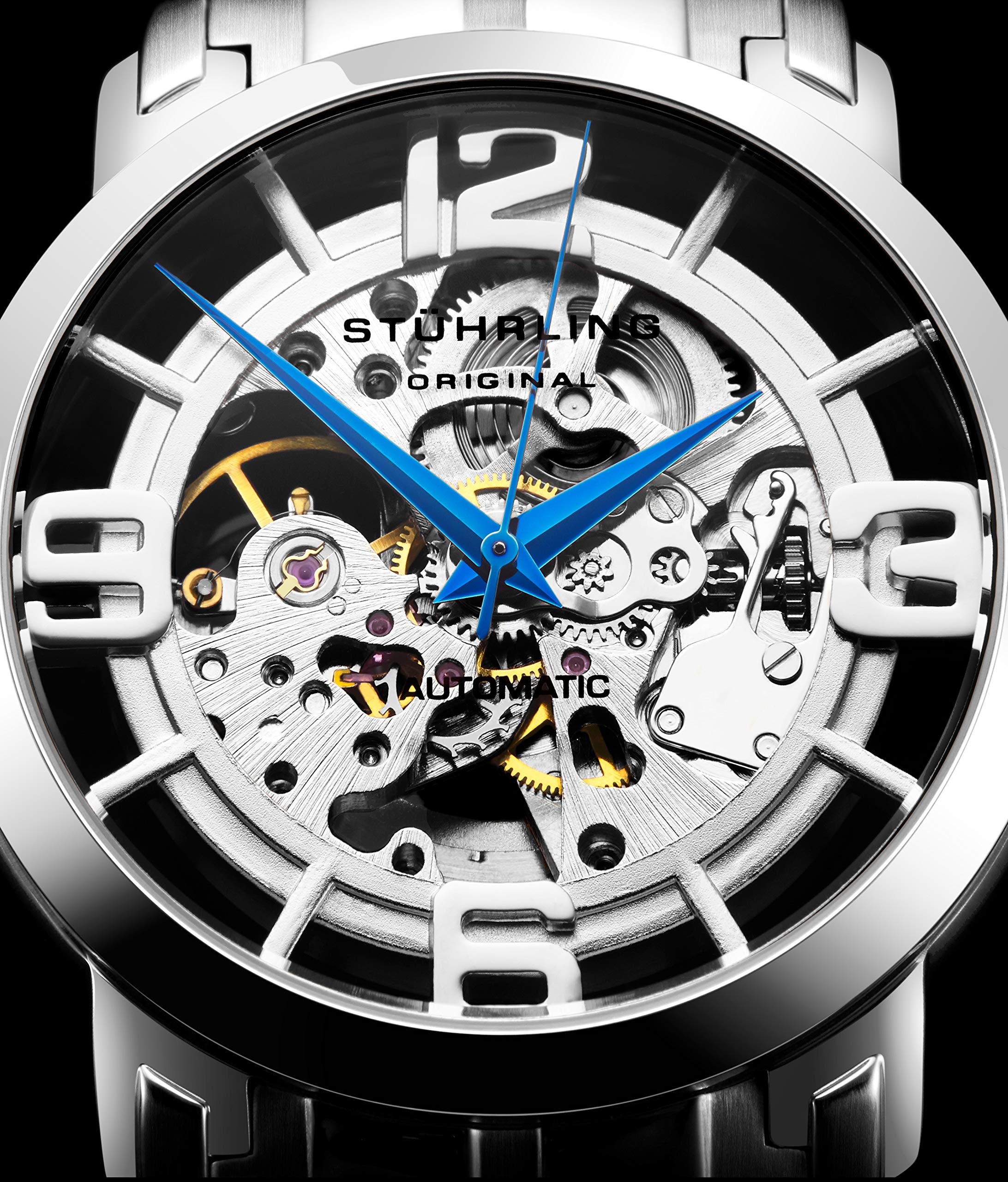 Stuhrling Original Skeleton Watches for Men - Automatic Mens Dress Watch - Winchester 44 Elite Mechanical Watch (Silver)