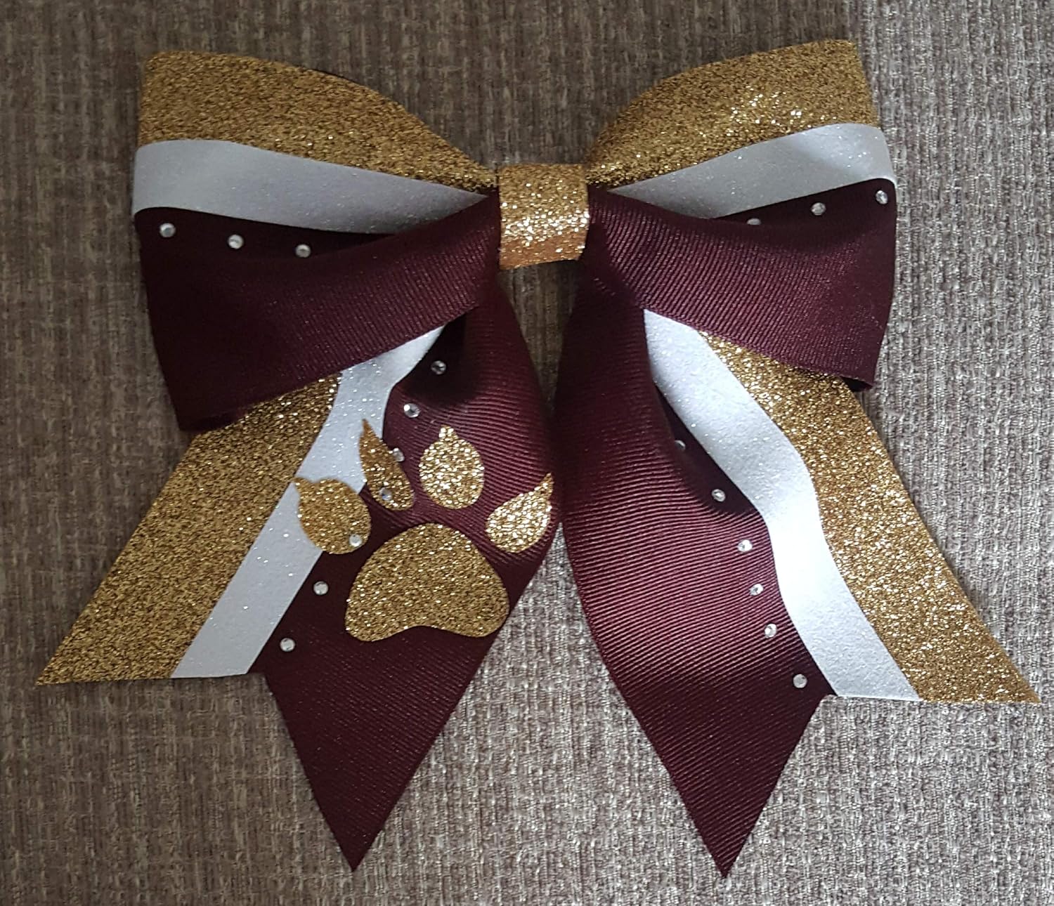 Amazon Com Maroon White And Gold Glitter Hair Bow Handmade