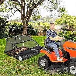 Goplus 42" Lawn Sweeper Tow Behind, Yard Sweeper