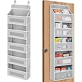 JARLINK Over The Door Organizer, 5 Shelf Door Hanging Organizer with 5 Large Pockets, 44 lbs Weight Capacity Hanging Storage for Bathroom, Bedroom, Nursery, RV, Pantry (Light Grey)