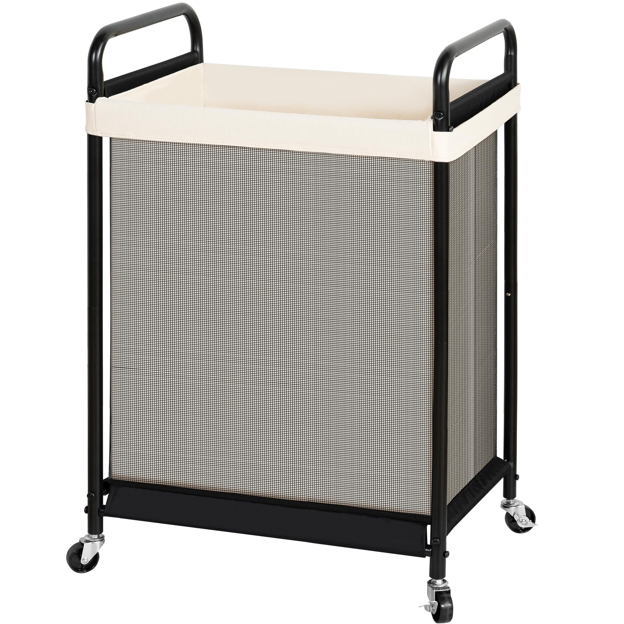 Photo 1 of STO STO 120L Large Laundry Hamper with Wheels, Rolling Laundry Basket Cart with Removable Canvas Liner Bag, Lockable Wheels, Metal Frame, Dirty Clothes Hamper for Bedroom, Bathroom, Laundry Room