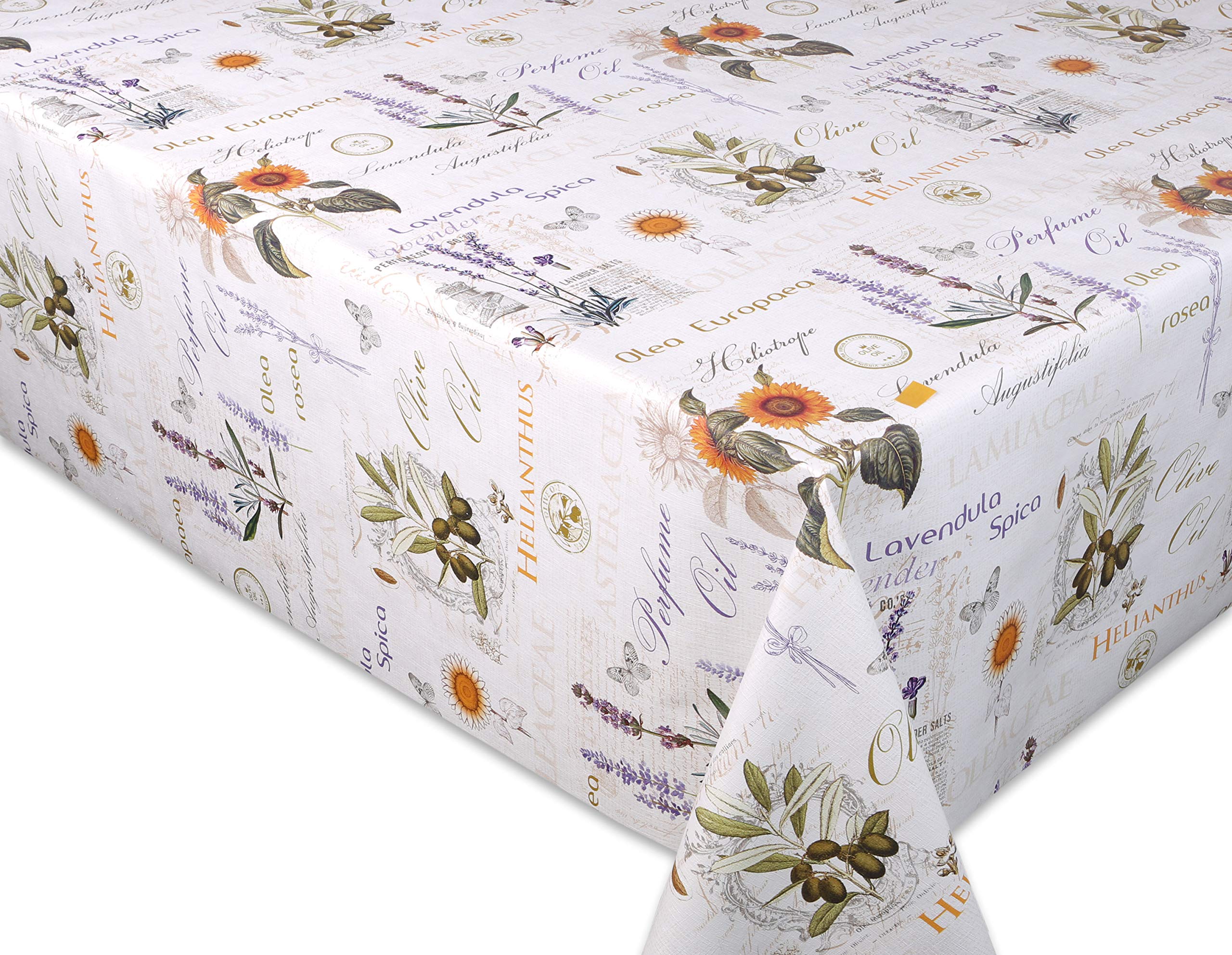 Provence Oilcloth Tablecloth, Embossed, Wipe-Clean, Garden Tablecloth, Round, Oval, Square, Choice of Sizes (Square 140 x 260 cm)
