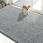 OLANLY Dog Door Mat for Muddy Paws 48x30, Absorbs Moisture and Dirt, Absorbent Non-Slip Washable Doormat, Quick Dry Chenille Mud Mat for Dogs, Entry Indoor Entryway Carpet for Inside Floor, Grey