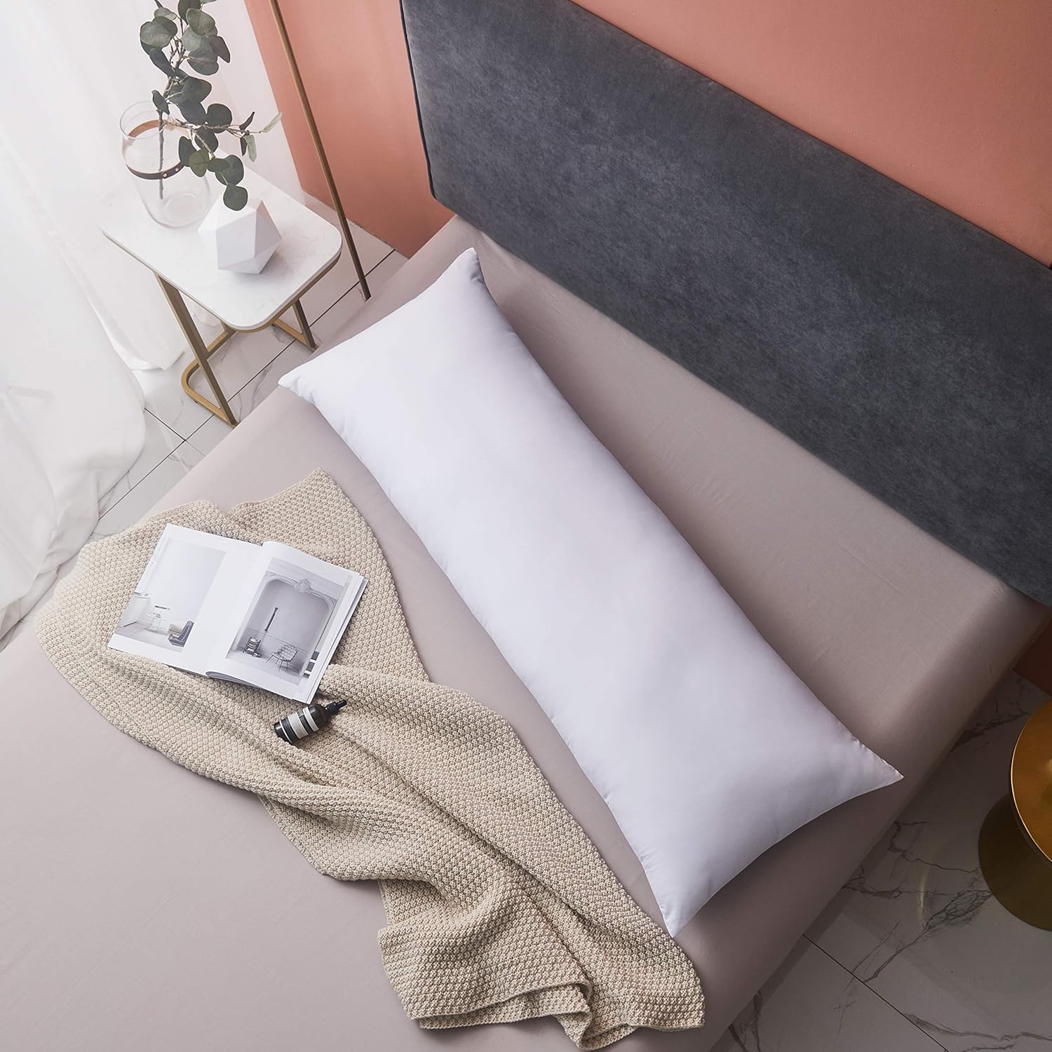 Yalamila Full Body Pillow for Adults-100% Polyester Body Pilllow Insert for Side Sleeper-Breathable White Long Pillow for Sleeping-20×54 inch: Home & Kitchen