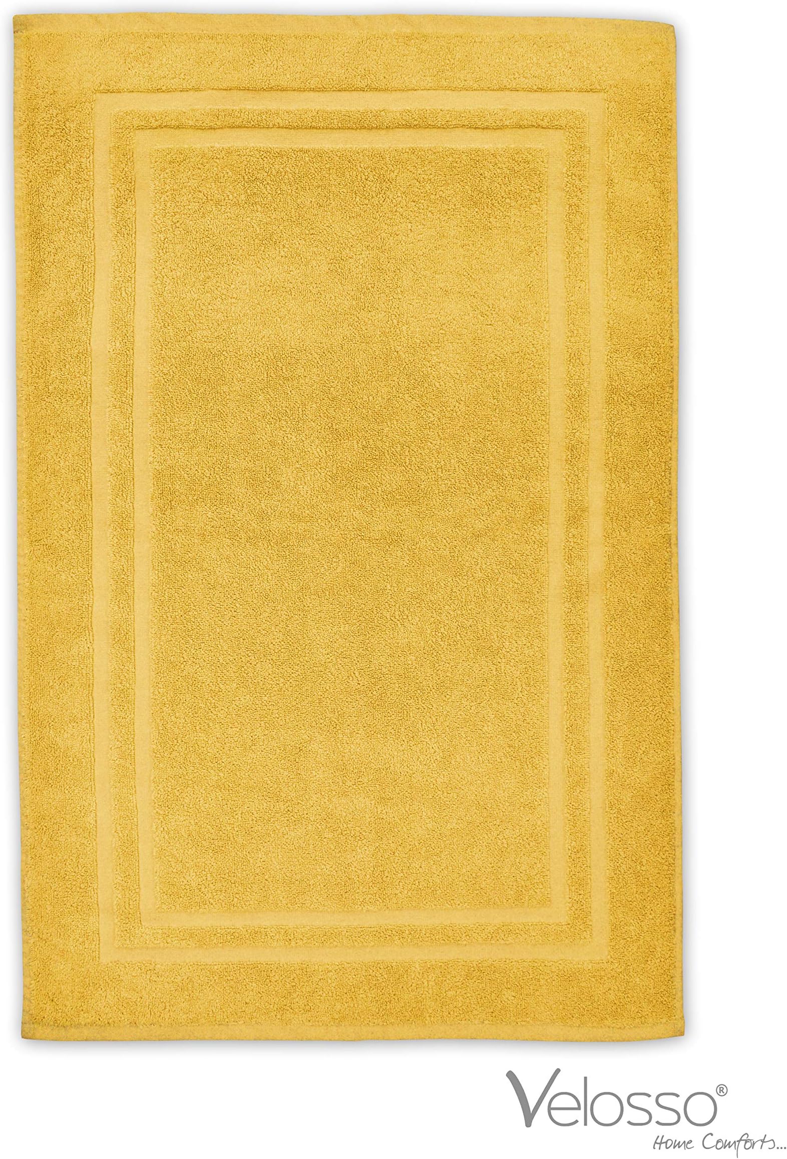 Velosso100% Cotton Super Soft and Absorbent Bath Mat Shower Mat 50cms x 80cms Hotel Stripe (Ochre/Mustard)