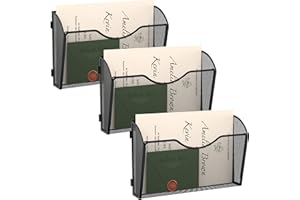 SUPEASY Metal Wall File Pockets Hanging File Organizer, Vertical Wall File Holder Rack, Ideal Wall Organizer for Office Home, Black 3 Pack
