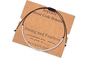 JOYCUFF Inspirational Morse Code Bracelets Motivational Encouragement Memorial Unique Gifts String Stainless Steel Friendship Adjustable Silver Bracelets for Women Men Teacher Sister Mom Mama Daughter Aunt Teenager Mothers Day Birthday Christmas Graduation