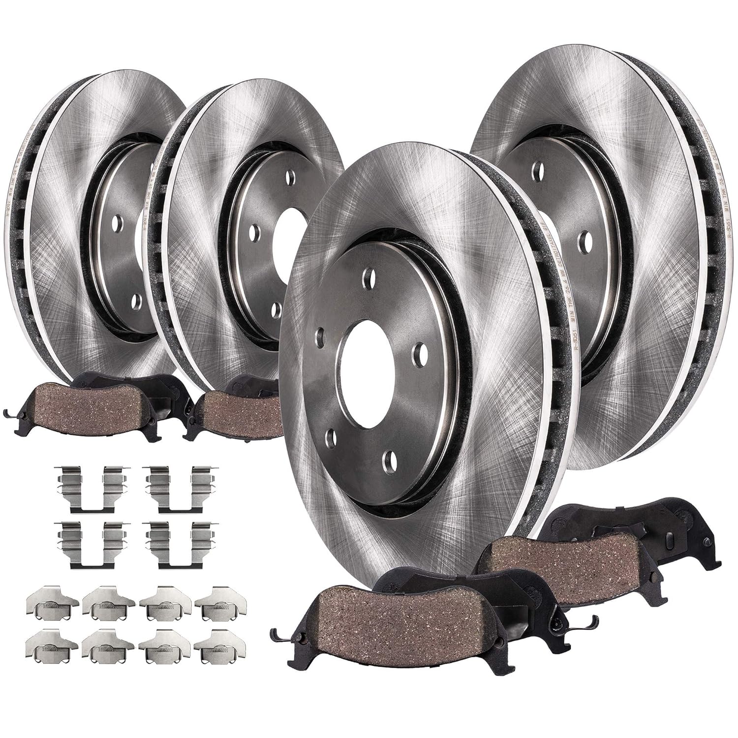 Complete FRONT & REAR Brake Rotors & Ceramic Brake Pads w/Hardware fits