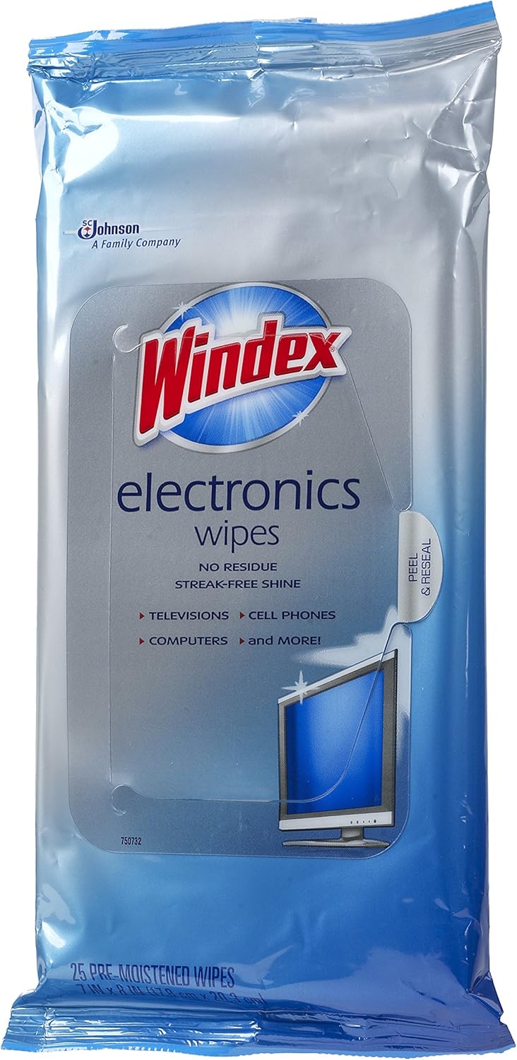 Windex Electronics Screen Wipes for Computers, Phones, Televisions and More, 25 count - Pack of 3 (75 Total Wipes): Health & Personal Care