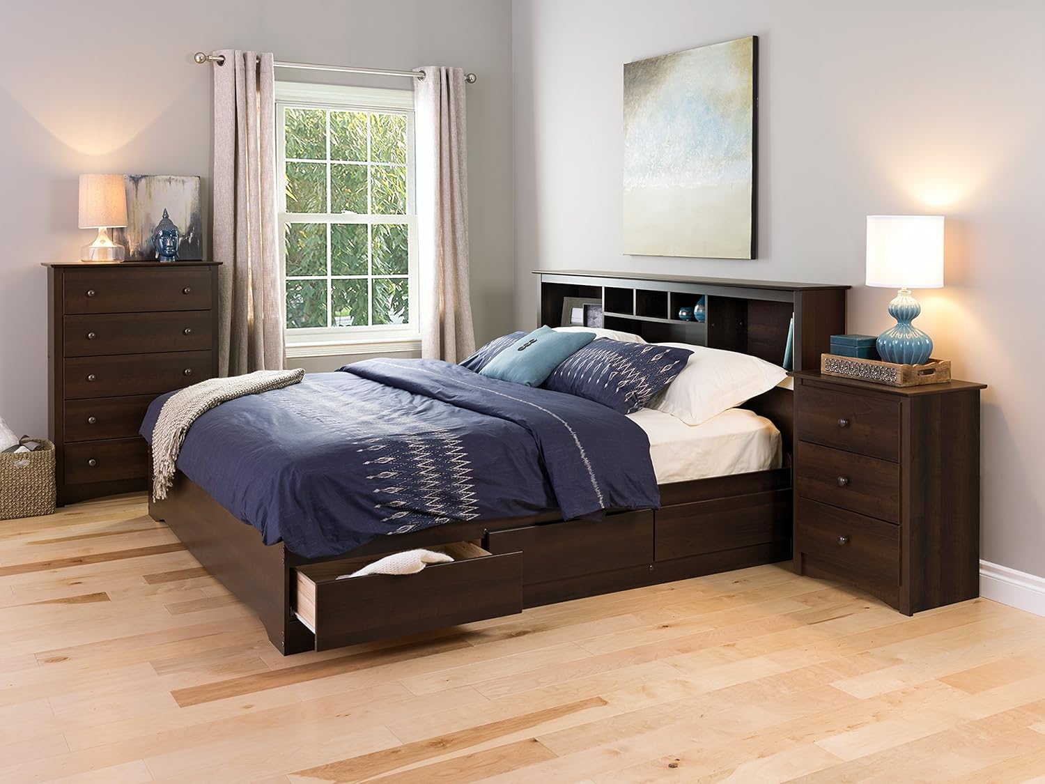 Prepac Fremont Nightstand, Tall 3-Drawer, Espresso: Furniture & Decor