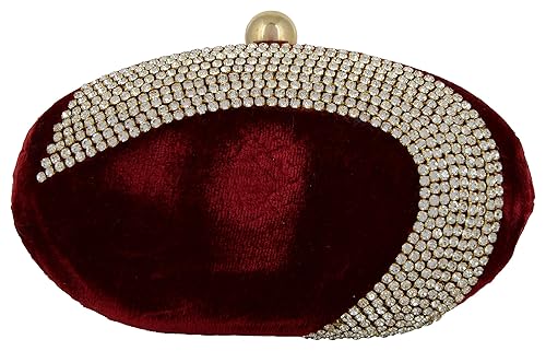 Tooba Womens Clutch (Maroon, Maroon Chain Oval)