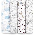aden + anais Swaddle Blanket, Boutique Muslin Blankets for Girls & Boys, Baby Receiving Swaddles, Ideal Newborn & Infant Swaddling Set, Perfect Shower Gifts, 4 Pack, Harry Potter