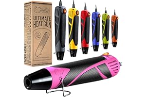CHANDLER TOOL Heat Gun for Crafting, Mini Dual Temp Hot Air Gun Tool for Epoxy Resin, Shrink Wrapping, Vinyl Wrap, Embossing, Electronics, Candle Making, Sublimation, Phone Repair & DIY (Pink/Black)