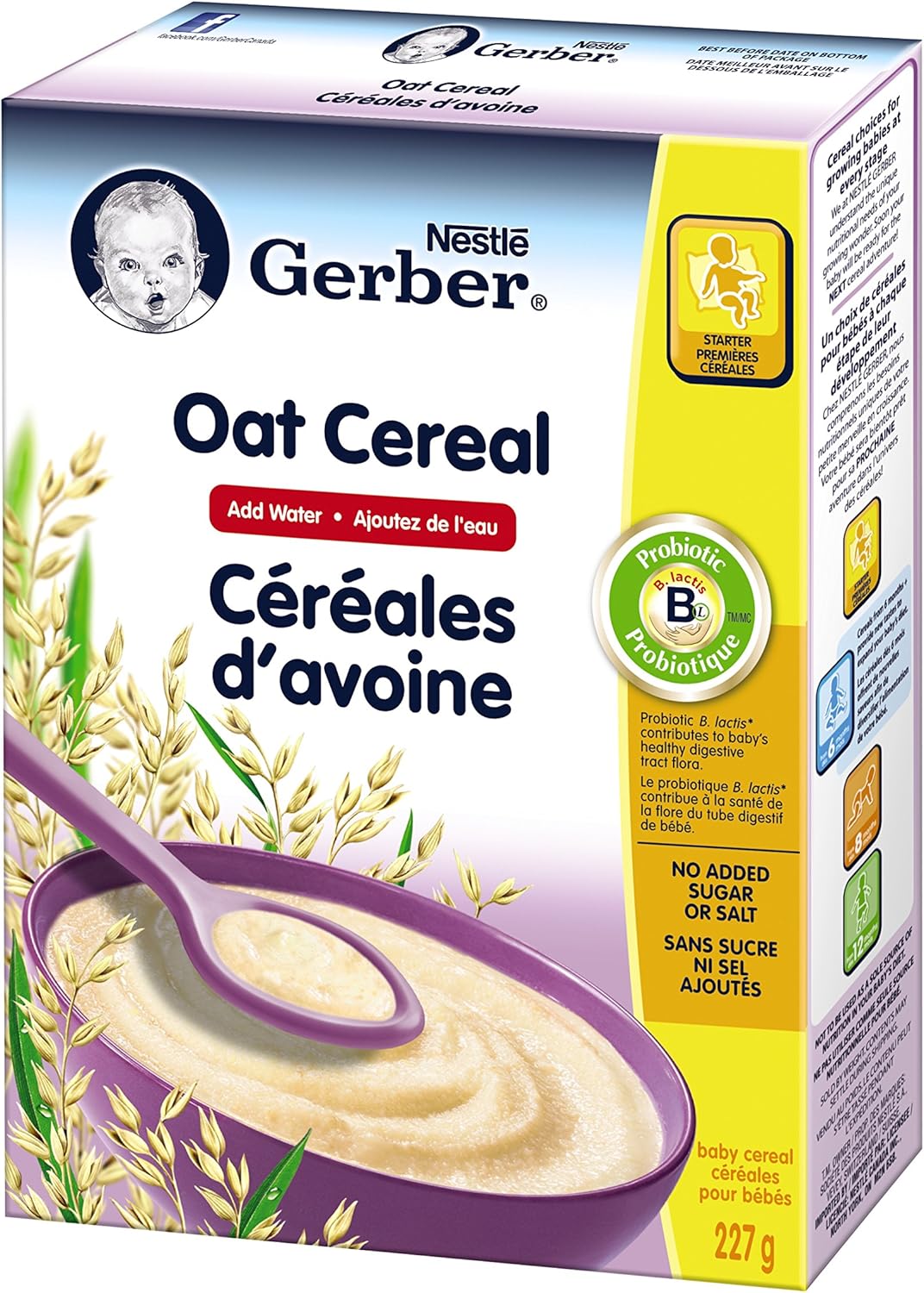 Gerber Baby Cereal, Oat, Add Water, 227Gram Amazon.ca Grocery