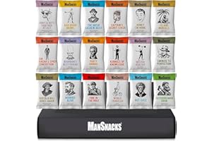 MANSNACKS Nuts Gift Basket for Men - 18 Single Servings Nut Snack Packs with a Variety of of Mixed Nuts and Trail Mix Individual Packs