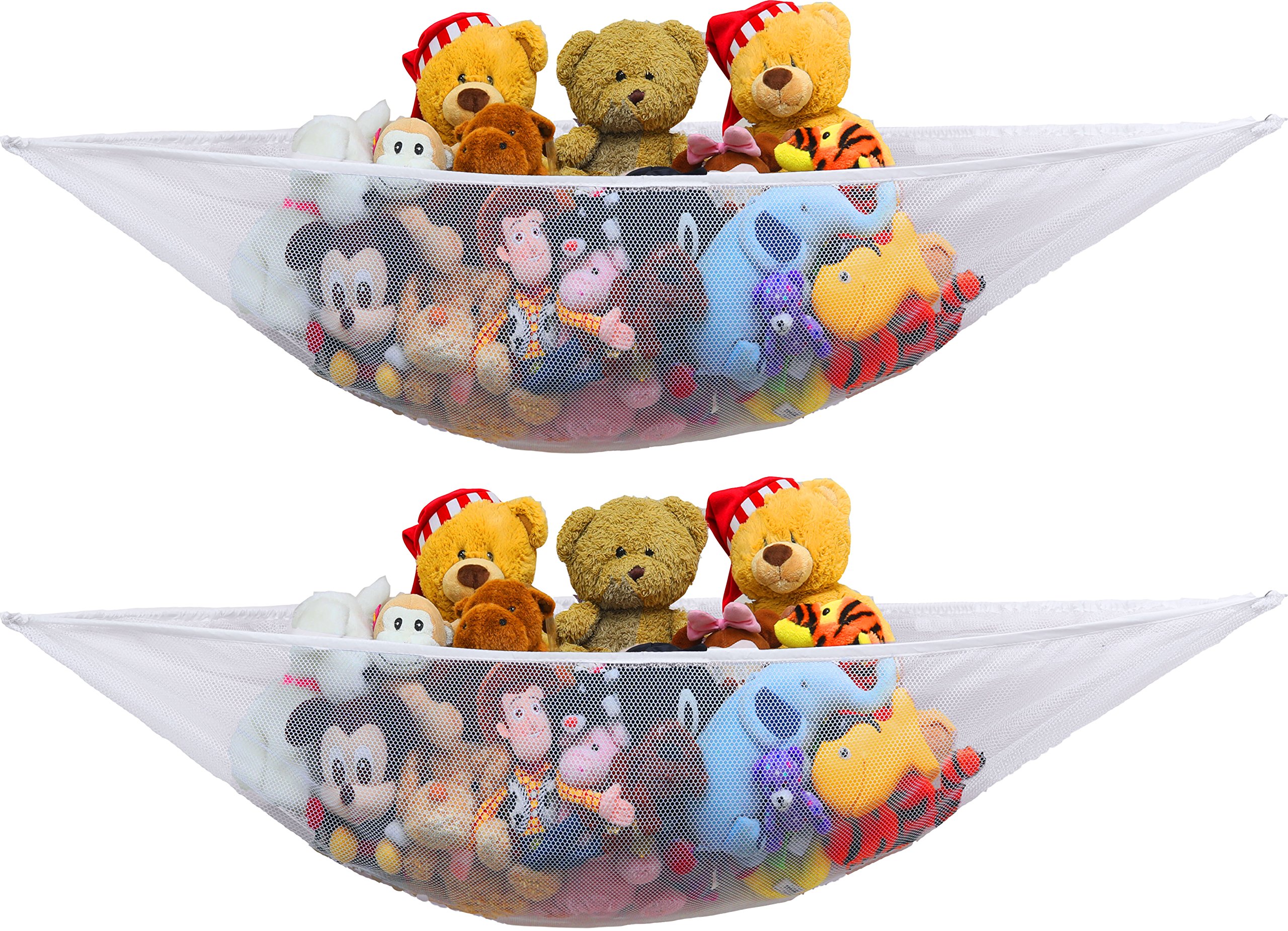 Simple Houseware 2 PK - Stuffed Animals Jumbo Toy Storage Hammock, White