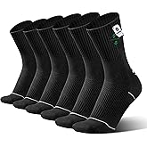 BloomBuddies 6 Pair Bamboo Viscose Crew Compression Socks For Men Women, Moisture Wicking Odor-Free Soft Thin Athletic Sock